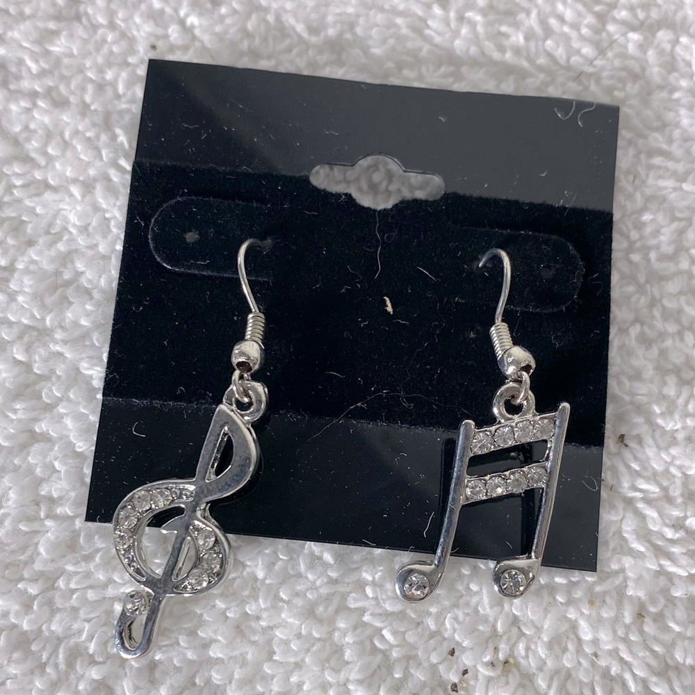 Silver Musical Note Earrings
